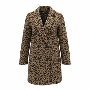 Coat Zara Size XS Womens Brown Excellent Leopard Print Double Breasted 8287/110